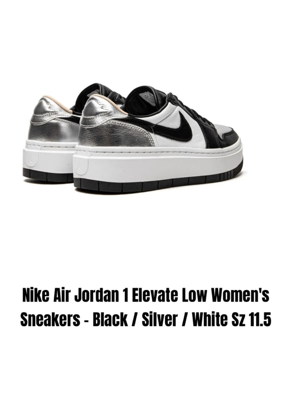 Nike Air Jordan 1 Elevate Low Women's Sneakers - Black / Silver / White Sz 11.5